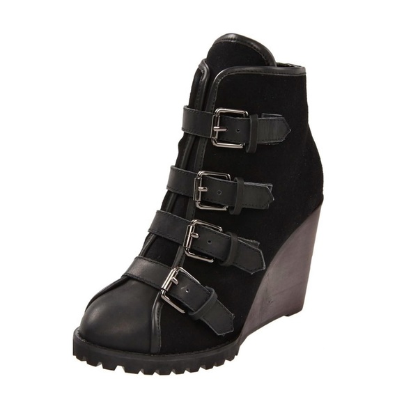 NYLA Laurena Belted Wedge Booties - Picture 1 of 10